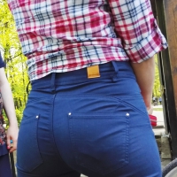 Beautiful girl standing around in jeans with the perfect ass and some vpl Beautiful girl with the perfect ass