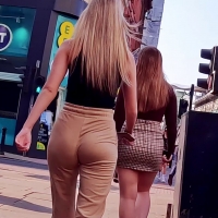 Candid blonde and friend