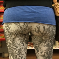 Milf ass in light patterned leggings while grocery shopping Milf ass in leggings