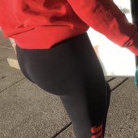 Sexy brunette grocery shopping in Nike leggings with a nice ass and vtl Brunette ass in Nike leggings