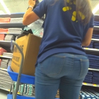 Big round Walmart employee booty in tight jeans Big booty Walmart employee