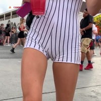 Striped romper camel toe