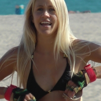 Skinny blonde beach babe