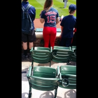 Red Sox babe in tight red pants