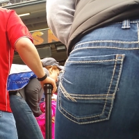 Mix of big booties at a baseball game