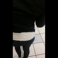 Petite black bubble dancing in line