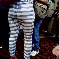 Nice ass in striped leggings