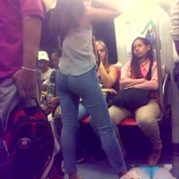 Latina ass on the train