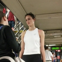 Slim girl in leggings