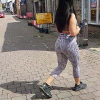 Brunette in tight leggings