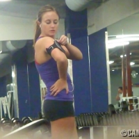 Athletic girls in spandex shorts