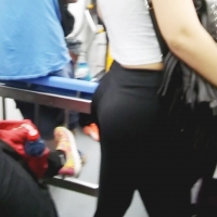 Pretty blonde in black leggings