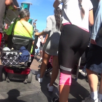 Disney Land ass in leggings with vpl
