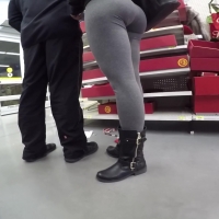 Thick brunette in leggings