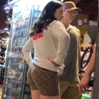 Leopard booty brunette