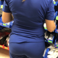 Milf Latina nurse with big booty and vpl in scrubs Milf Latina in scrubs