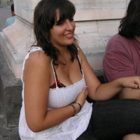 Thick brunette with big boobs showing off her cleavage Thick brunette cleavage