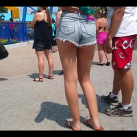 Wonderland brunette in short shorts