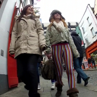 Stripey leggings blonde girl
