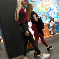 Two blondes in leggings