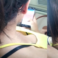 Sweet cleavage on the bus
