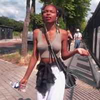 Braless ebony girl