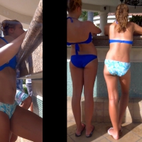 Beautiful blue eyed skinny bikini babe