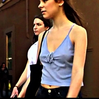 Hot babe with small braless titties