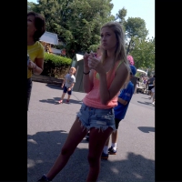 Blonde teen in short shorts
