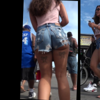 Big booty babe showing ass cheeks