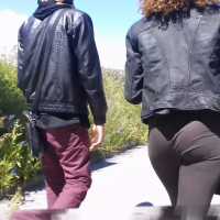 Curly haired chick with nice ass