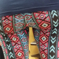 Tight black ass in patterned leggings