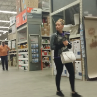 Home Depot hot blonde in leggings Home Depot hottie