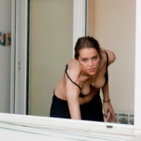 Hot neighbor on the patio in her bra with nice tits Neighbor in bra