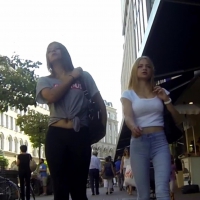 2 slim sexy girls walking