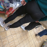 Big sexy booty in tight leggings grocery shopping Big booty grocery shopping
