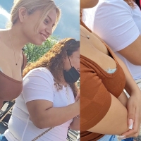 Latina cleavage with mom