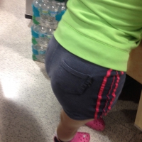 Hot grocery store chick with a nice ass shopping in little shorts Hot grocery store chick in shorts