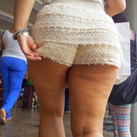 Big ass in shorts and ebony friend in leggings Big ass in shorts