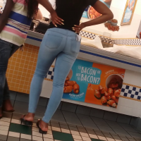 Ebony girl in tight jeans
