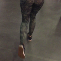 Mint haired girl in leggings