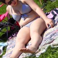Big boobed chick in bikini