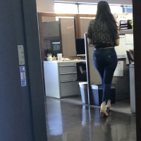 Coworker with a big booty in tight jeans Coworker big booty