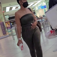 Ebony lady in onesie