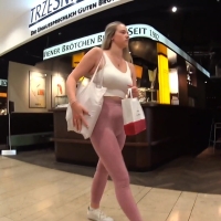 Blonde in pink leggings