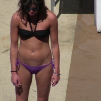 Sexy bikini girl in purple bikini (3 videos)