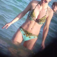 Sexy bikini babe with nice boobs