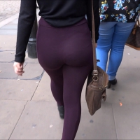 Sexy ass in maroon leggings walking