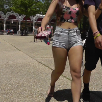 Asian teen in short shorts
