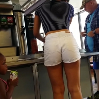 Sexy young ebony milf in shorts